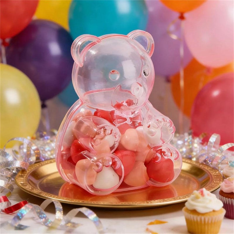 Bear Container for Valentine's Day,Small Fillable Plastic Bear Containers for Valentine’s Day, Reusable Present Box for Candy, Party Favors & Festive Storage - Image 4